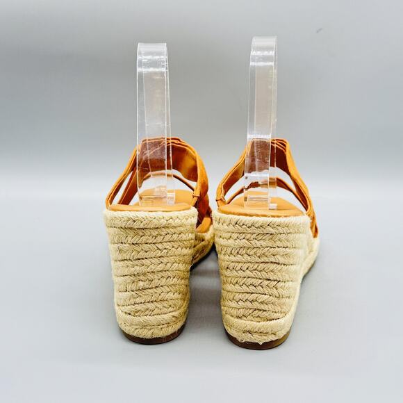 J Crew Sandals Womens 9 Brown Suede Espadrille Wedge Strappy Platform Heel - Picture 7 of 13